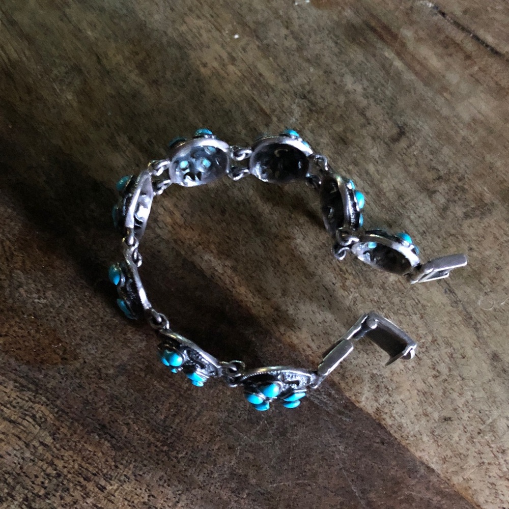 Turquoise Cluster Silver-Plate Bracelet - Women's Jewelry - Picture 5 of 5